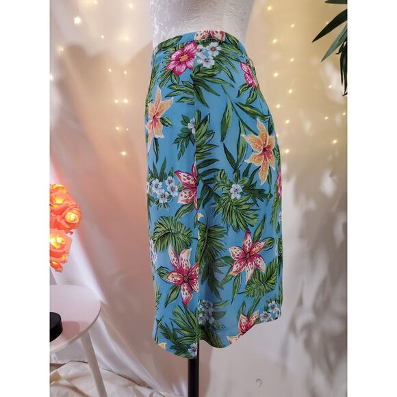 Lord & Taylor Vintage 100% Silk Tropical Floral A-Line Skirt Womens PP Hawaiian - Picture 3 of 10